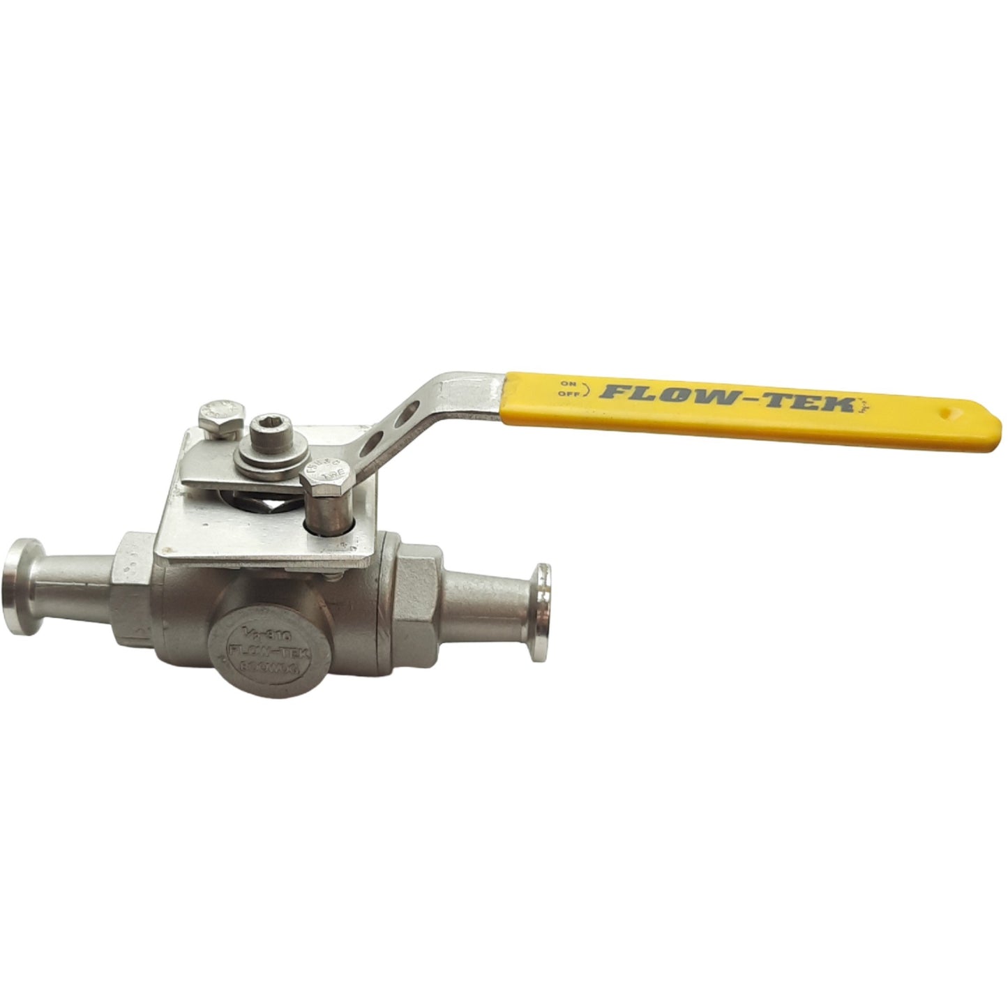 Used Flowtek Ball Valve, 800 PSIG, Water Oil Gas, 3 Way, 1/2" Sanitary Fitting
