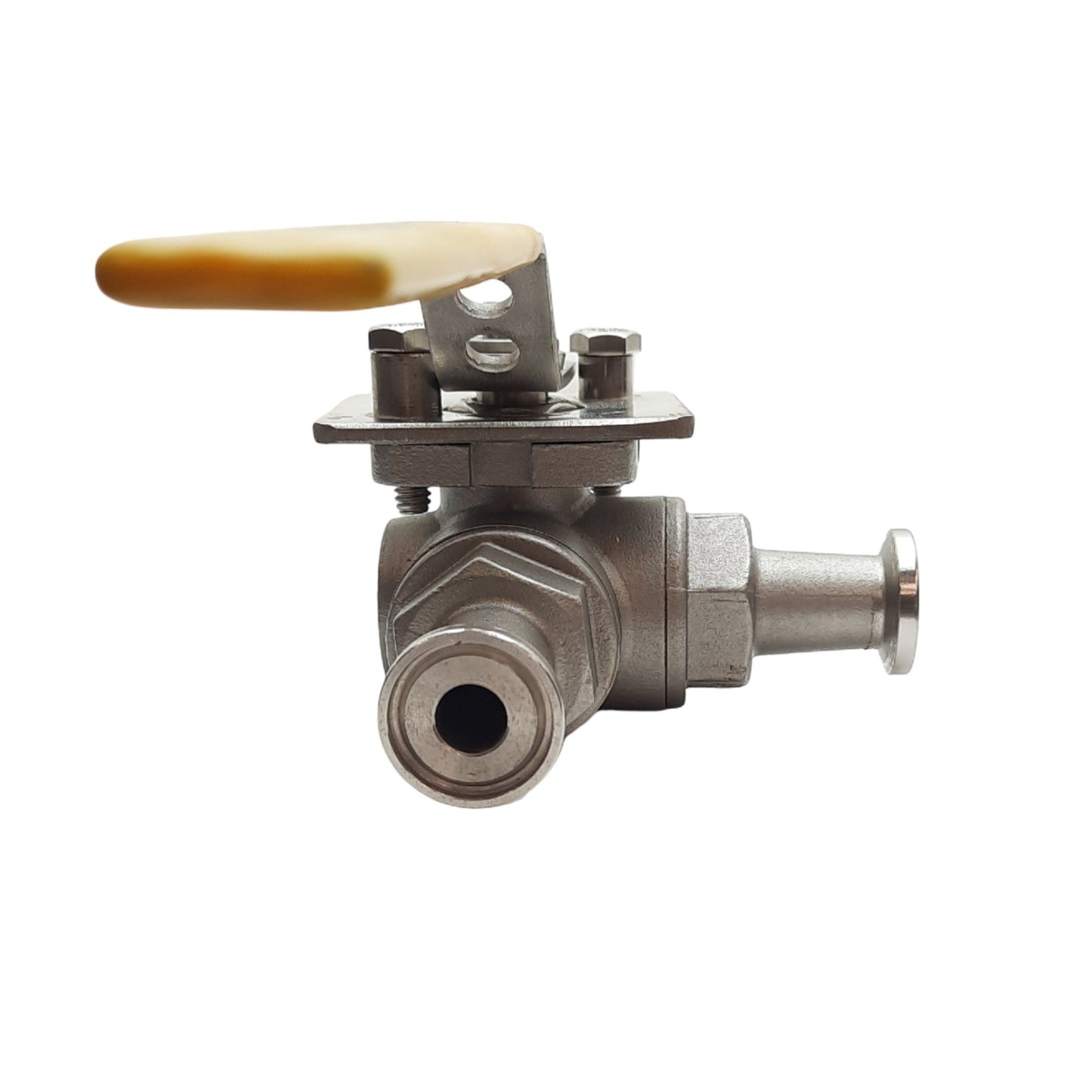 Used Flowtek Ball Valve, 800 PSIG, Water Oil Gas, 3 Way, 1/2" Sanitary Fitting