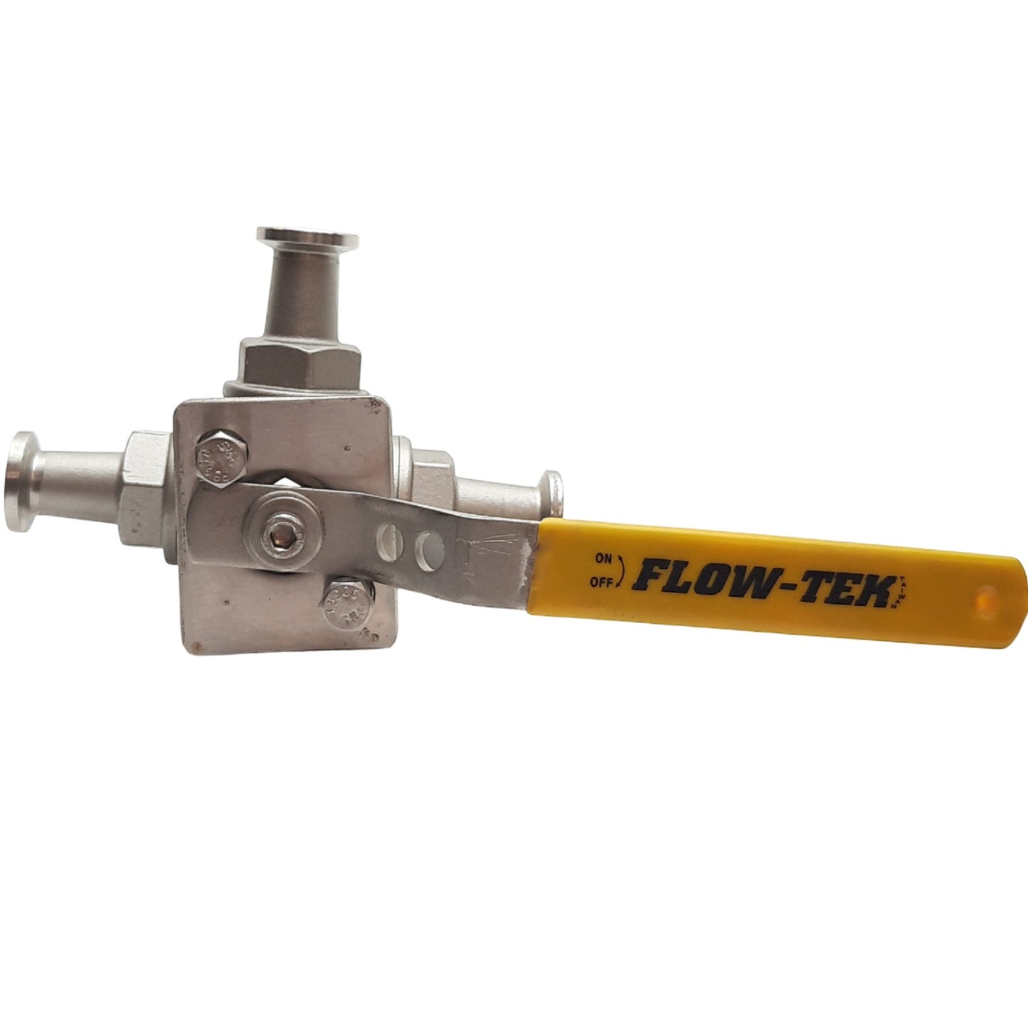 Used Flowtek Ball Valve, 800 PSIG, Water Oil Gas, 3 Way, 1/2" Sanitary Fitting