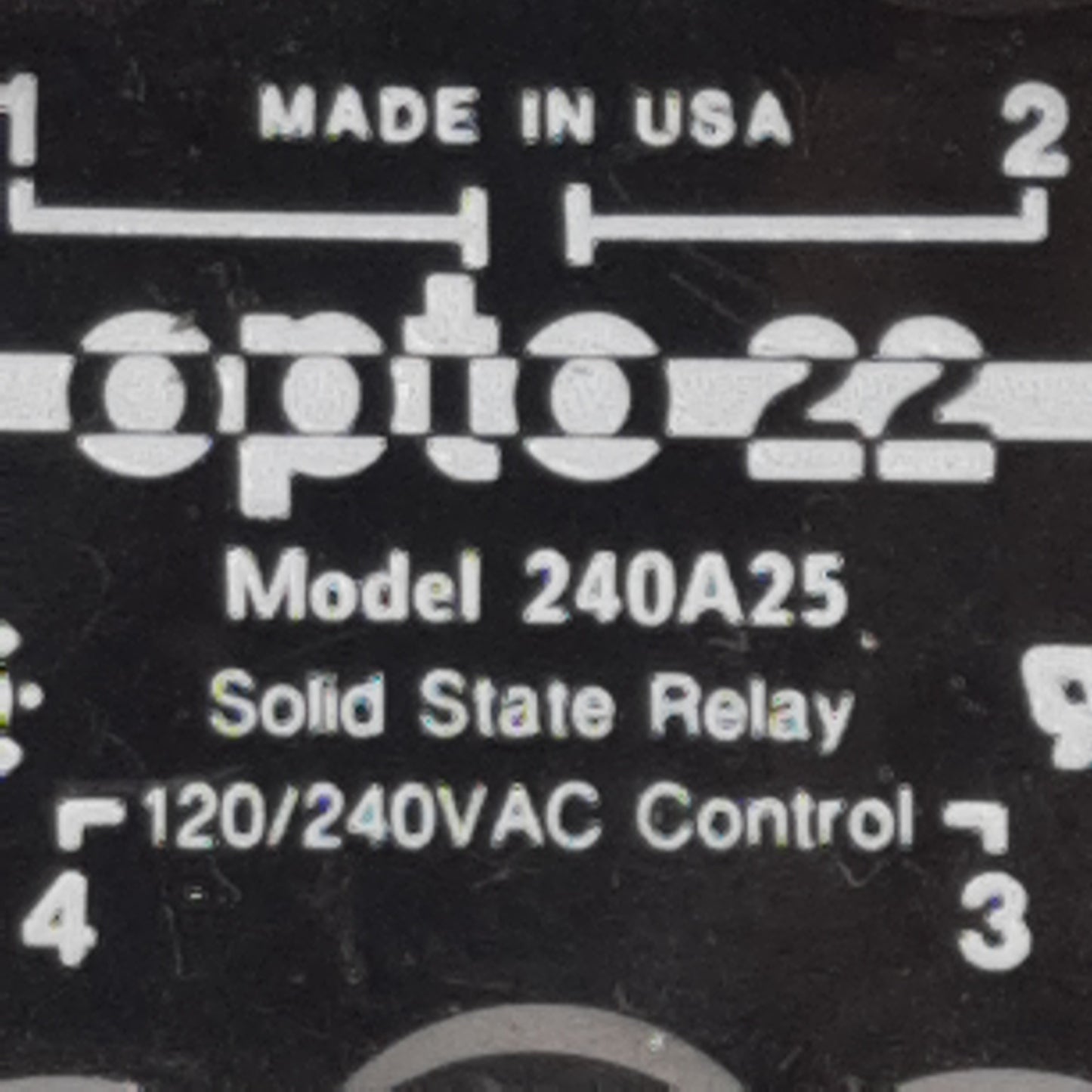 Used Opto 22 240A25 AC Control Solid-State Relay, 120/240VAC In, 25A 240VAC Out