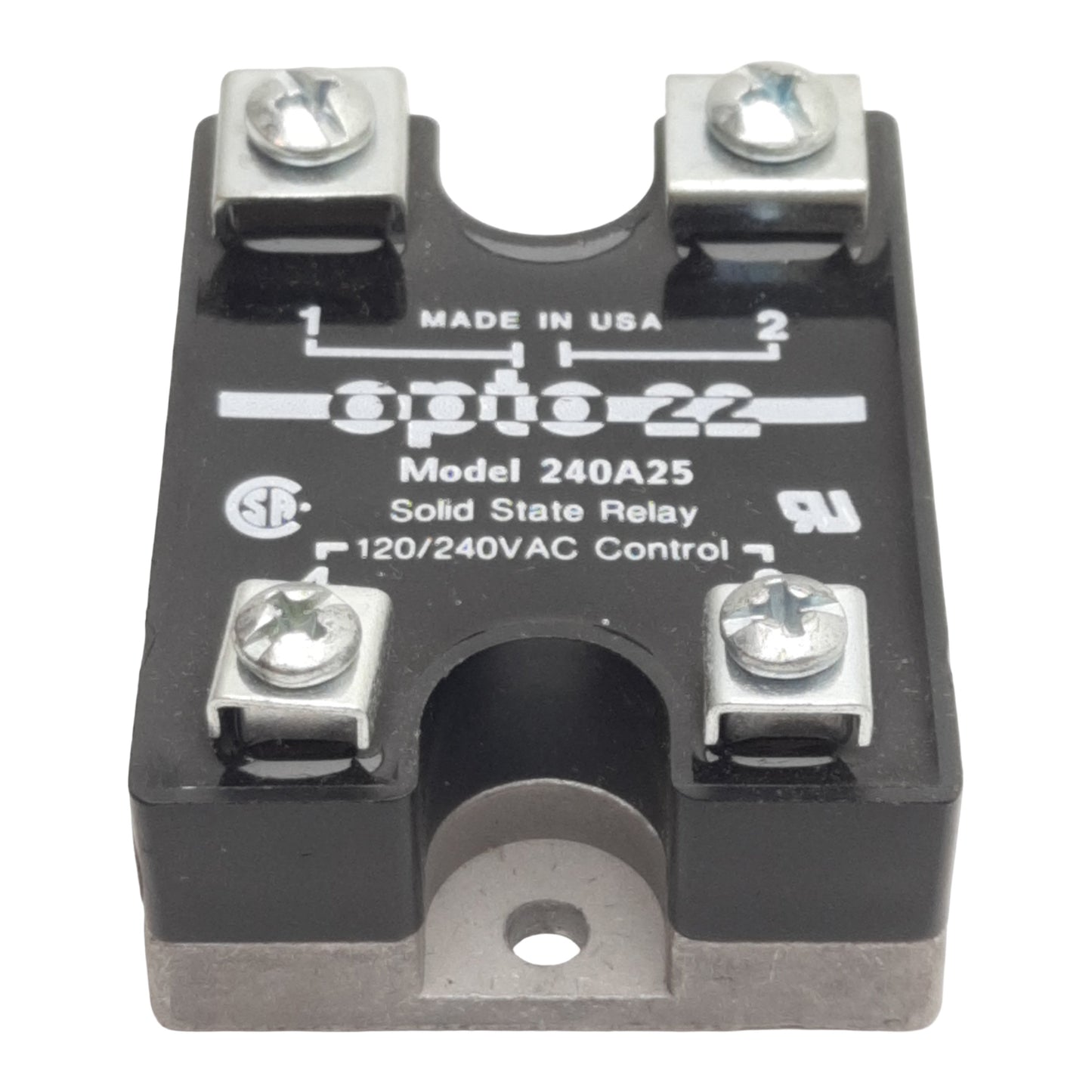 Used Opto 22 240A25 AC Control Solid-State Relay, 120/240VAC In, 25A 240VAC Out
