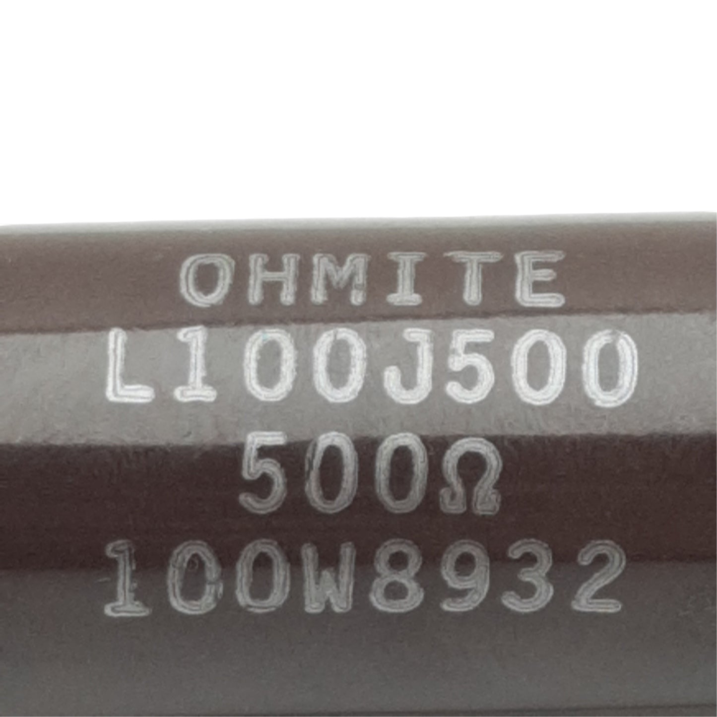 Used Ohmite L100J500 Wirewound Resistor, 500Ohms, 100W, 2.845kV, ±5% Tolerance