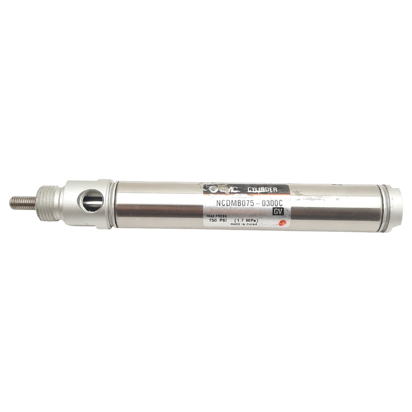 Used SMC NCDMB075-0300C Pneumatic Cylinder ø3/4in Bore, 3in Stroke, 1/8in NPT, 250psi