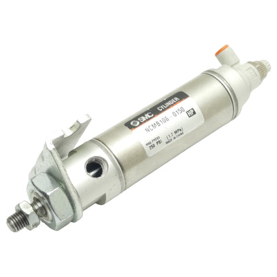 Used SMC NCMB106-0150 Pneumatic Cylinder, ø1-1/16in Bore, 1-1/2in Stroke, 1/8in NPT