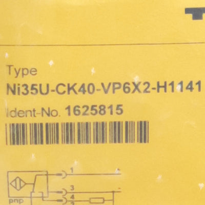 New Turck Ni35U-CK40-VP6X2-H1141 Inductive Sensor, PNP, 35mm Range, M12 4-Pin, 30VDC