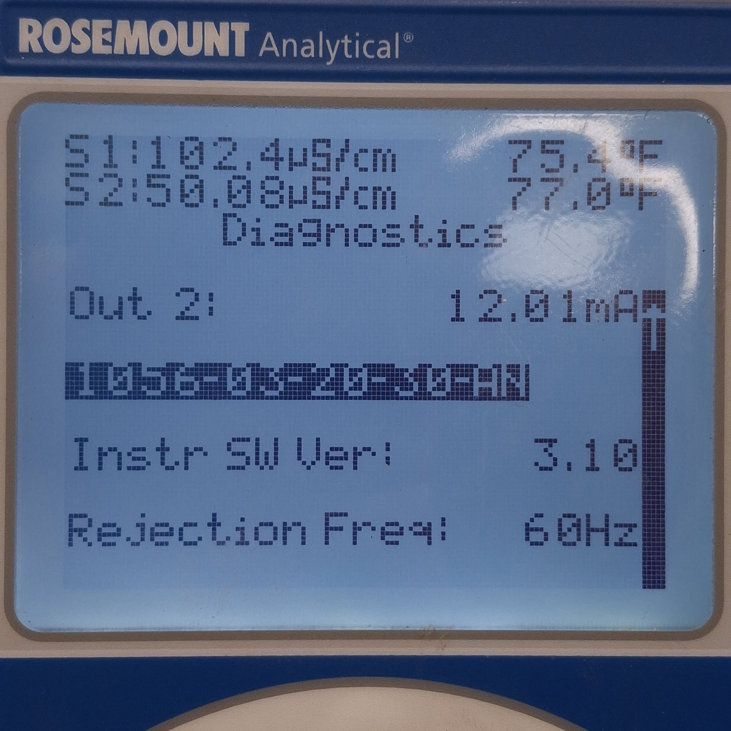 Used Rosemount 1056-03-20-30-AN Dual Channel Transmitter, Conductivity, 84-265VAC
