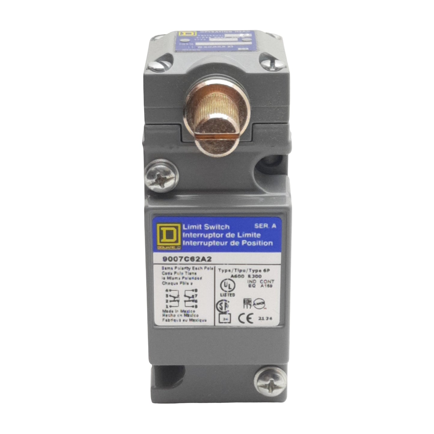New Square-D 9007C62A2 Limit Switch 2-Poles 2N.O. + 2N.C., 10A 600VAC/VDC, 1/2in NPT