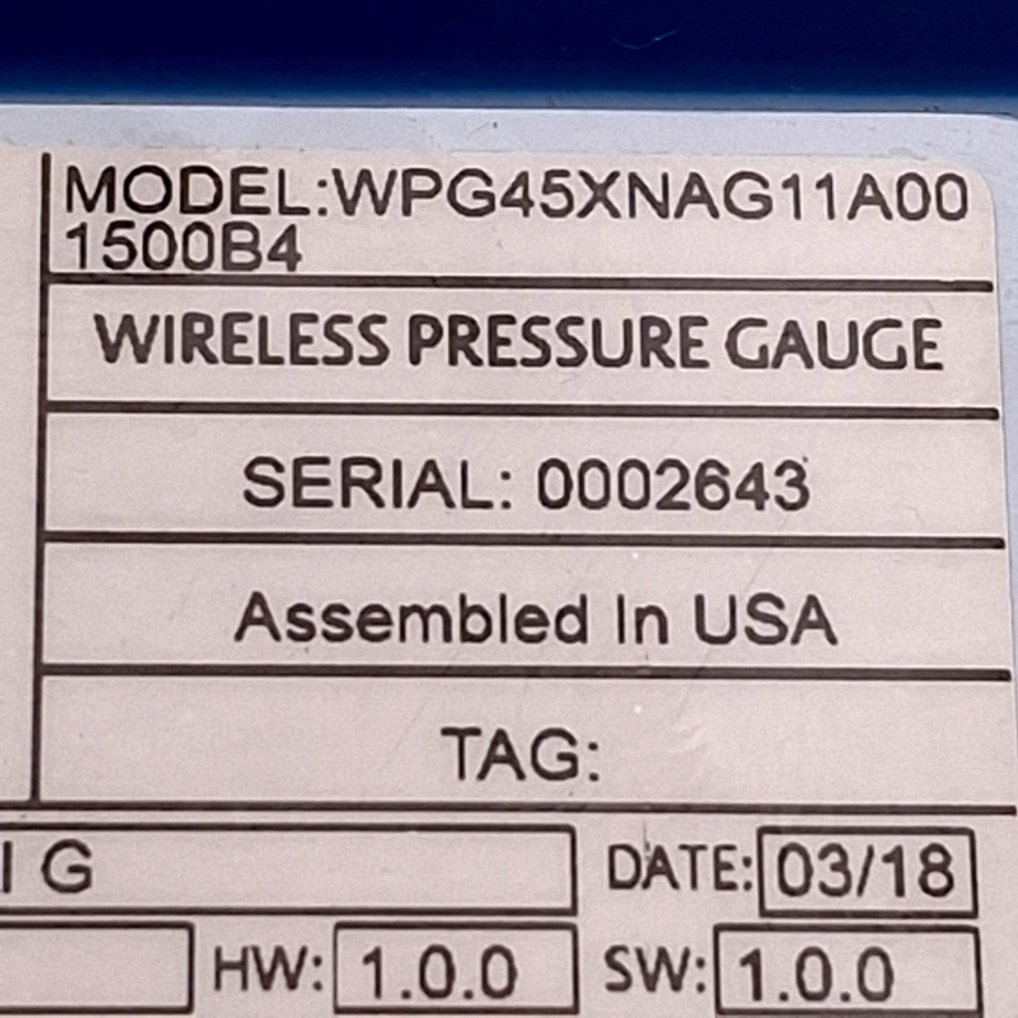Used Rosemount WPG45XNAG11A001500B4 Wireless Pressure Gauge, 0-1500psi, 1/2in NPT
