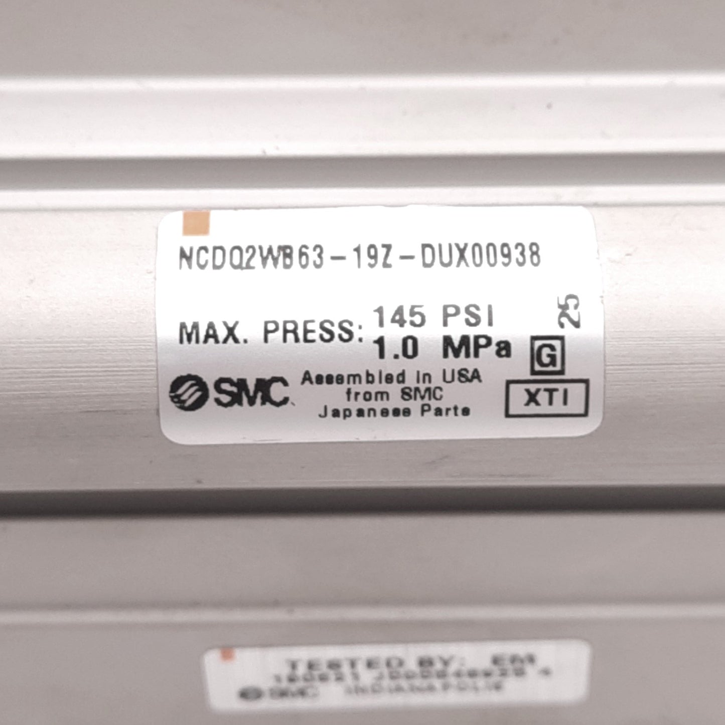 Used SMC NCDQ2WB63-19Z-DUX00938 Compact Cylinder, ø63mm Bore, 19mm Stroke, 1.0MPa