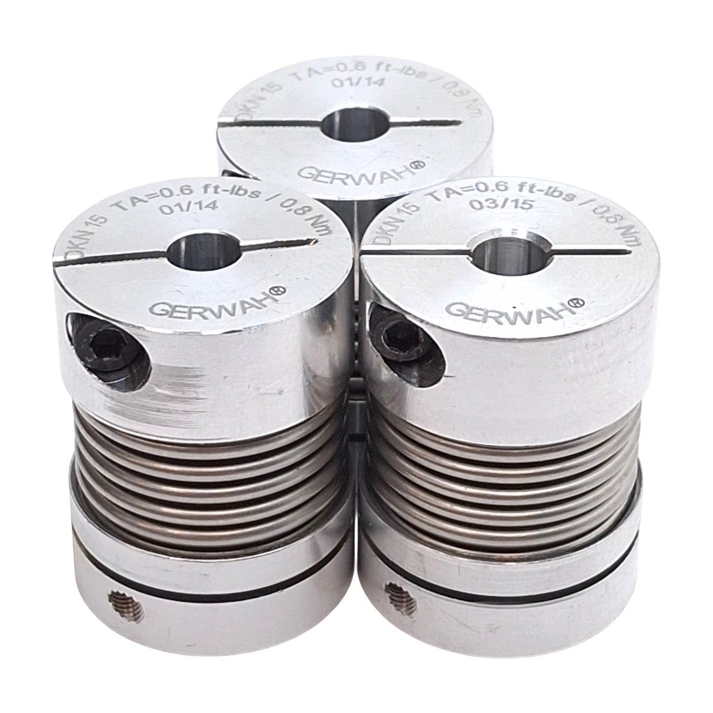 Used Lot of 3 Gerwah DKN 15-26-4-8 Metal Bellows Coupling ø4mm & ø8mm Bores, 0.8Nm