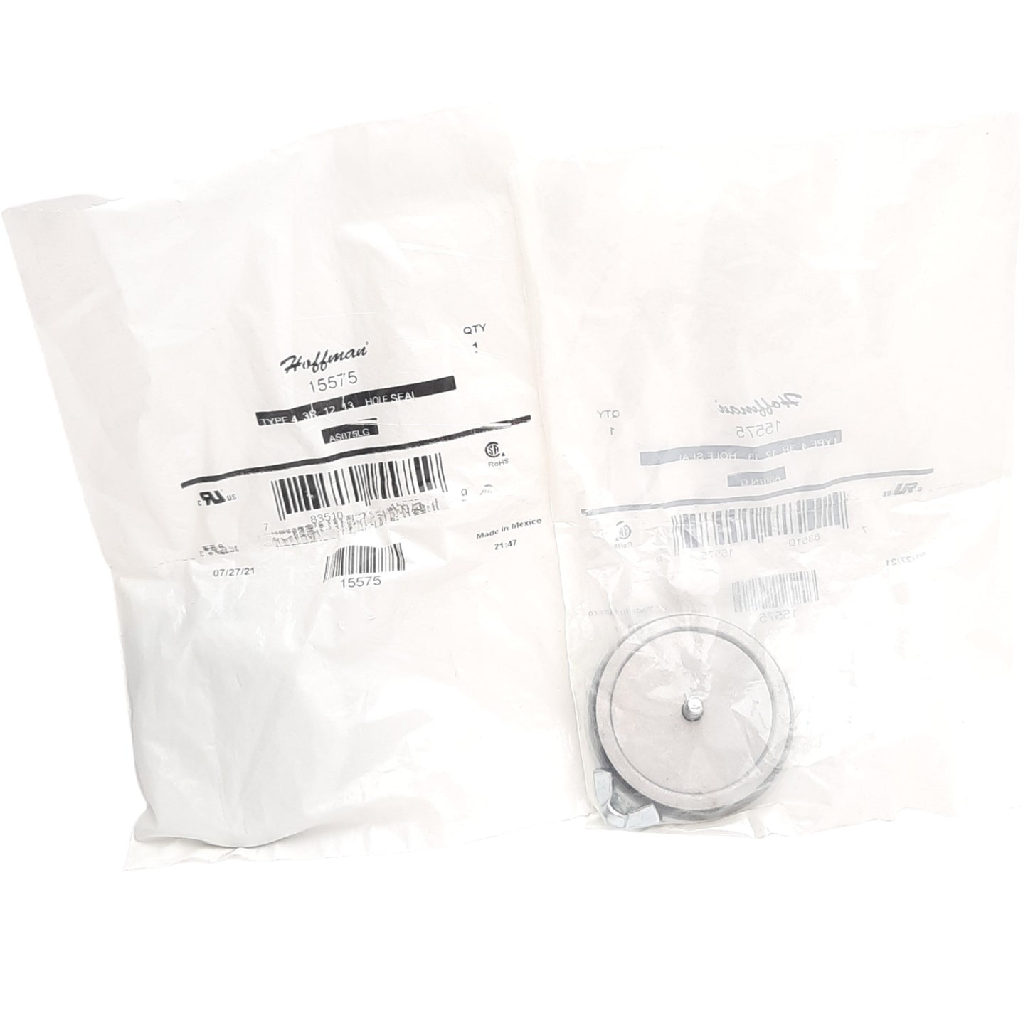 New Lot of 2 Hoffman AS075LG 15575 Hol-Sealer Hole Seal, 1.56 Inch Diameter