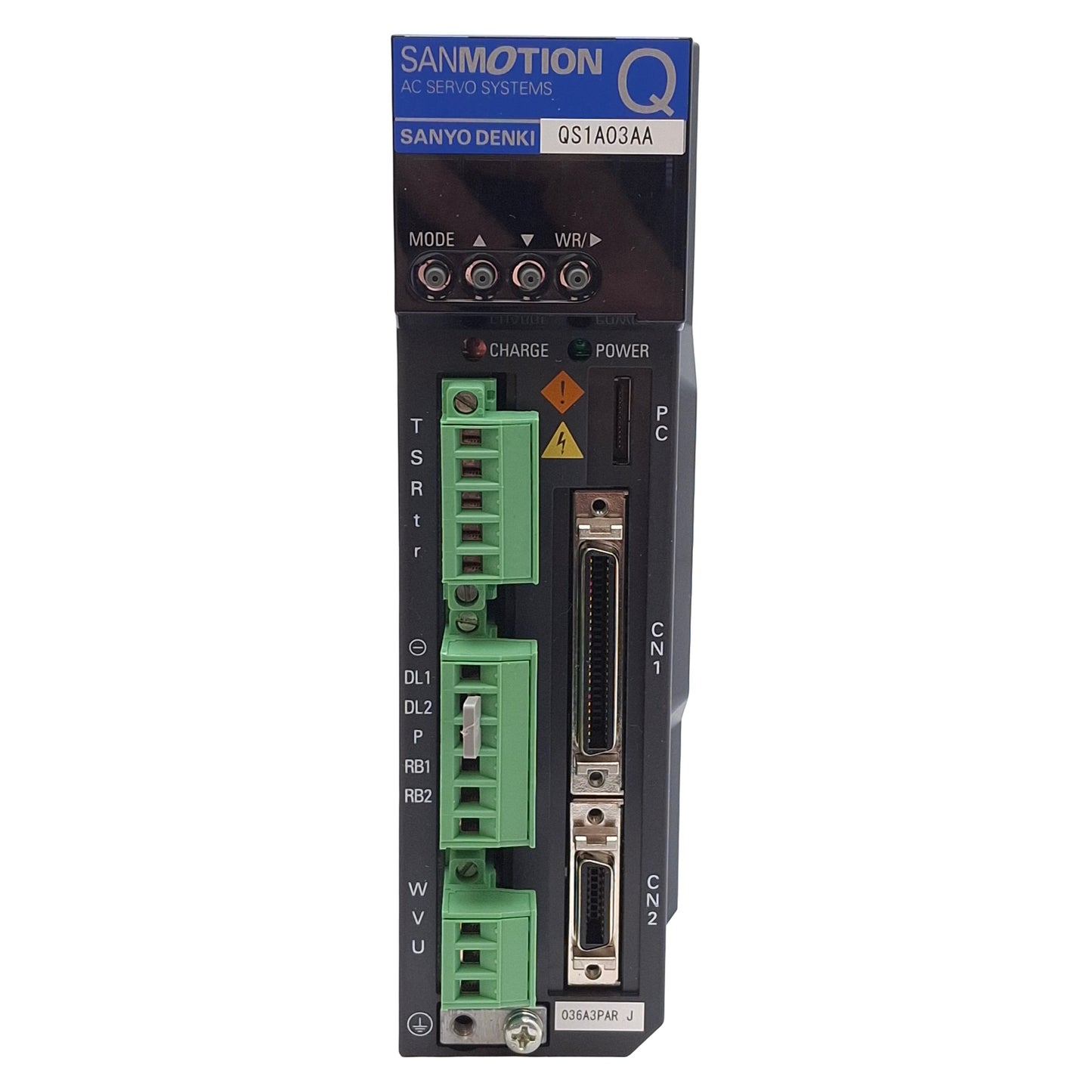 Used Sanyo Denki QS1A03AA SANMOTION Servo Amplifier 1Ø 200-230VAC In, 3Ø 0-326VAC Out