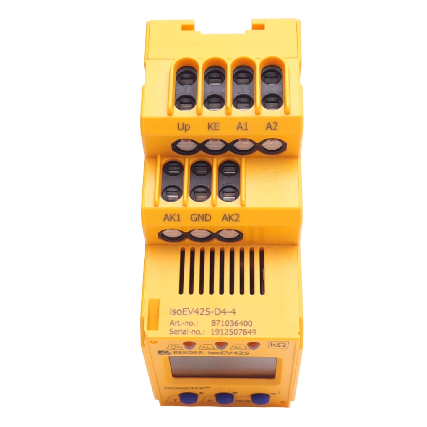 Used Bender isoEV425-D4-4 ISOMETER Insulation Monitoring Device, 100-240VAC/24-240VDC