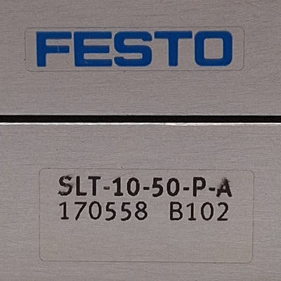 Used Festo SLT-10-50-P-A Pneumatic Slide, ø10mm Bore, 50mm Stroke, 1-10bar, M5 Ports