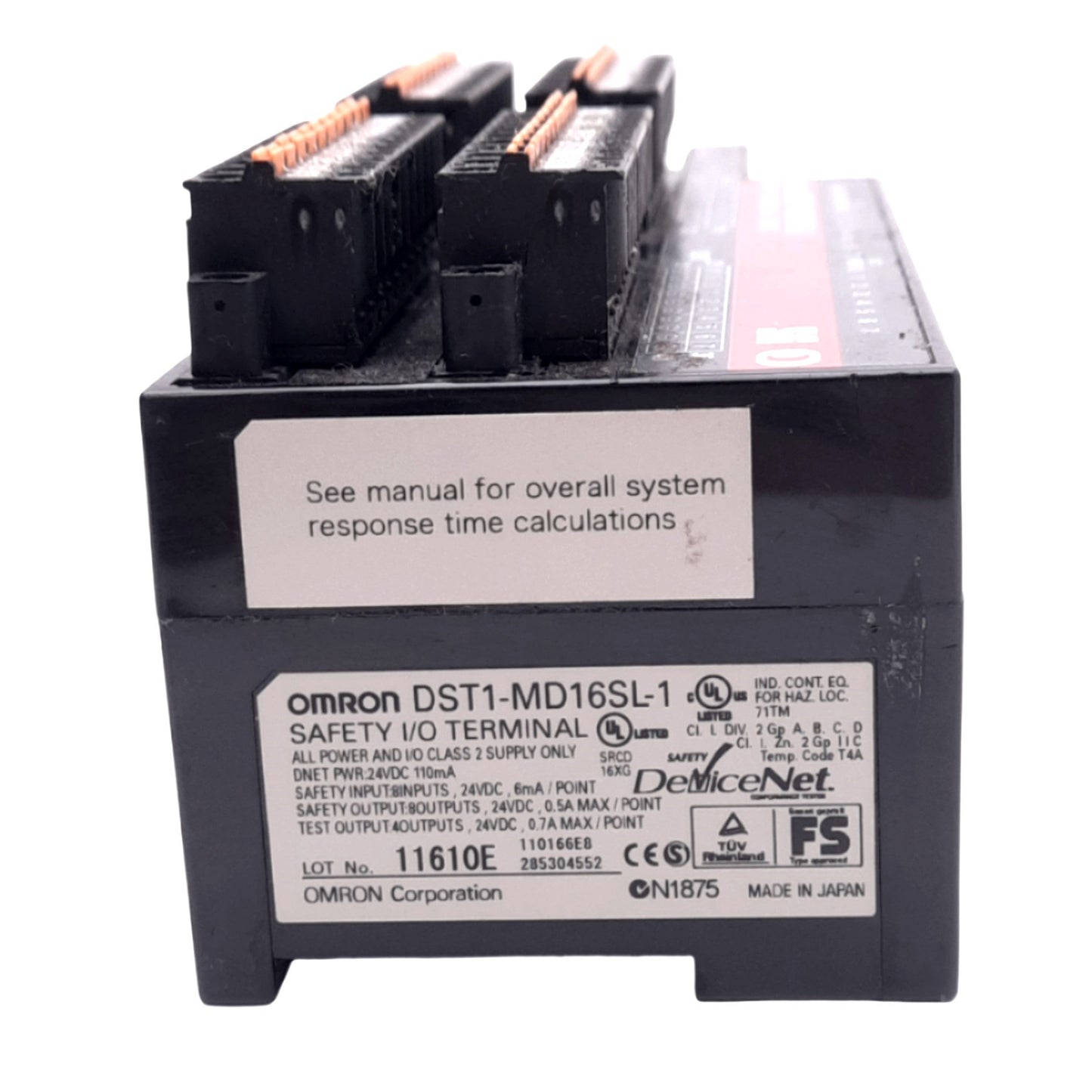 Used Omron DST1-MD16SL-1 Safety I/O Terminal, 8 Safety In/Out, 4 Test Out, 24VDC