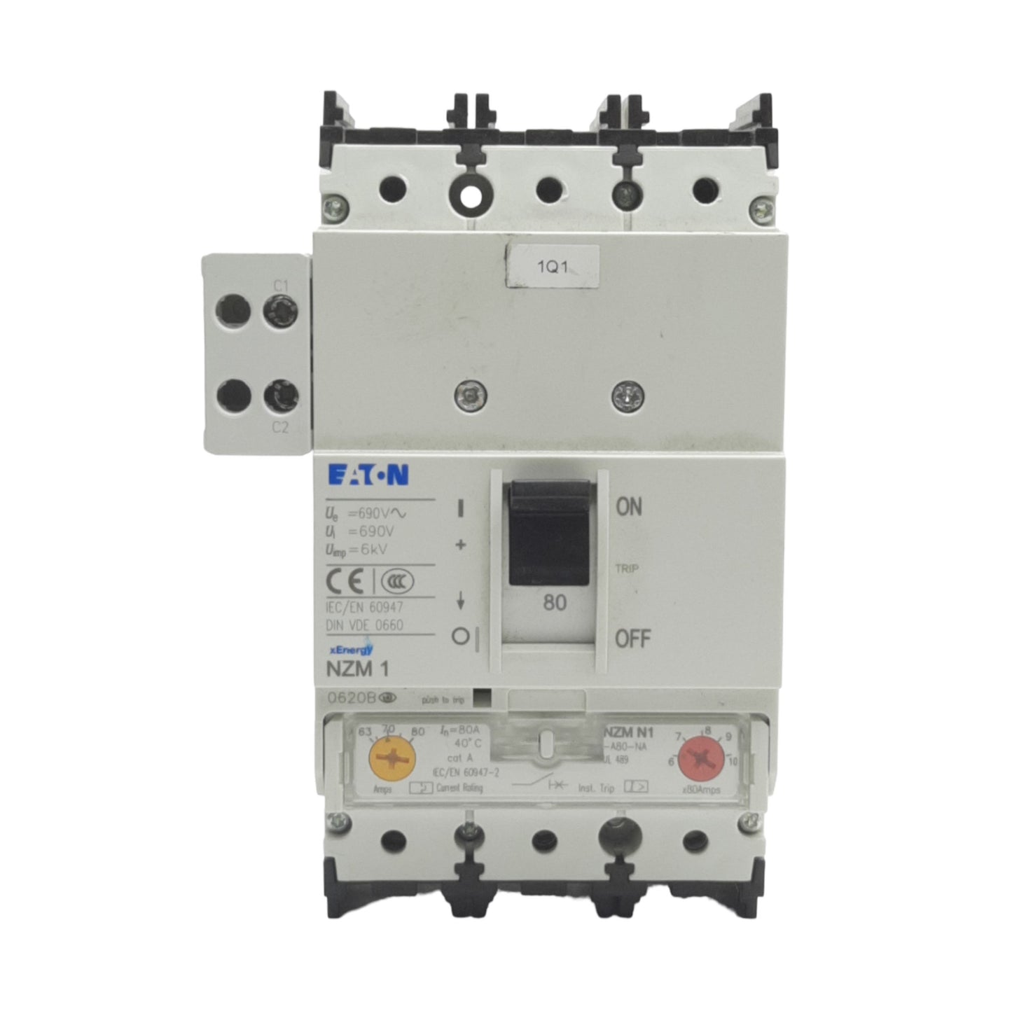 Used Eaton NZMN1-A80-NA Circuit Breaker 63-80A, 690VAC/500VDC, 3-Poles