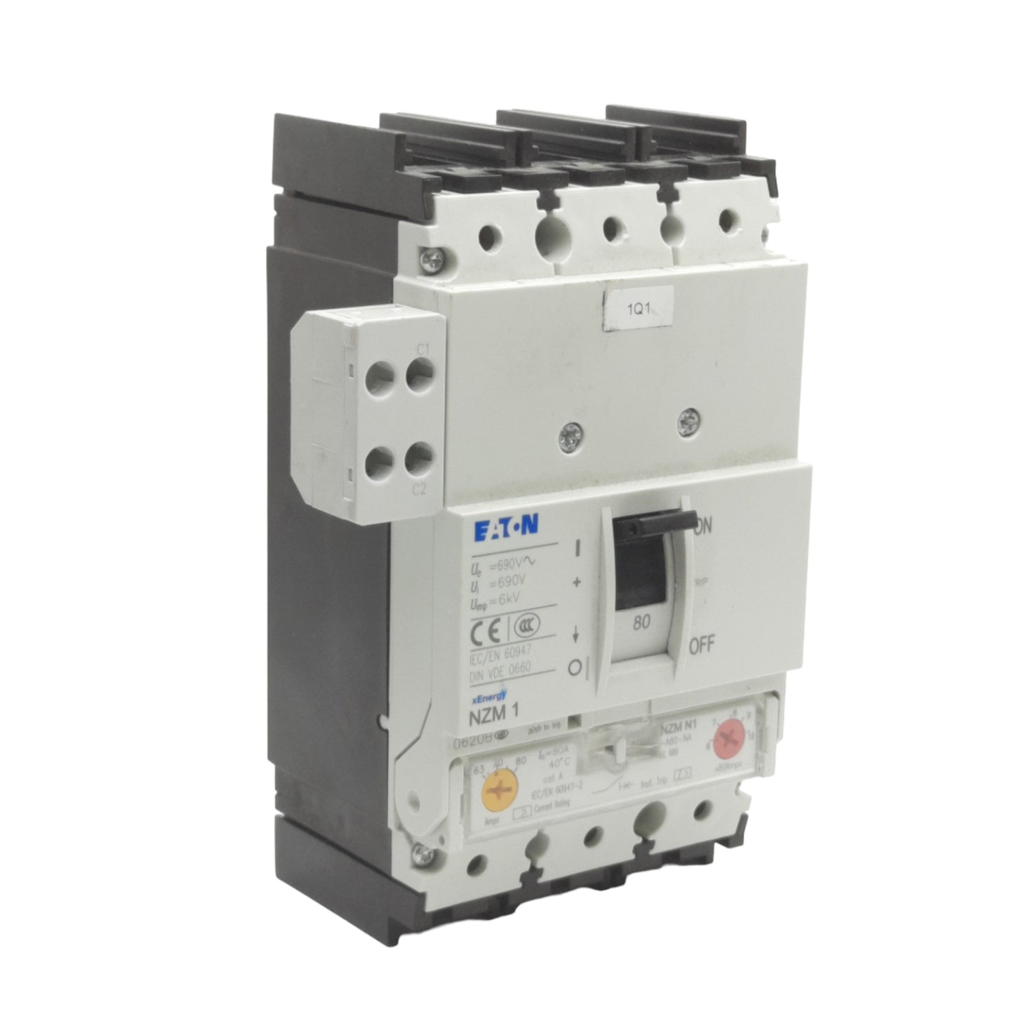 Used Eaton NZMN1-A80-NA Circuit Breaker 63-80A, 690VAC/500VDC, 3-Poles