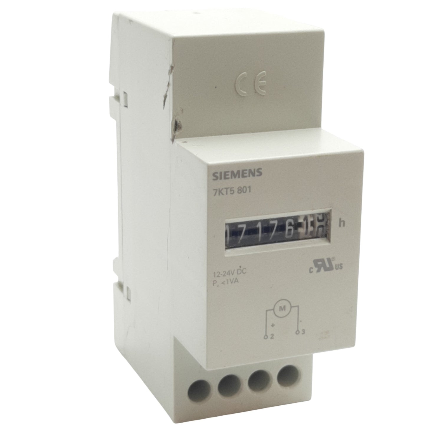 Used Siemens 7KT5801 Mechanical Time Counter, 10-27VDC, 7 Character Display, DIN Rail