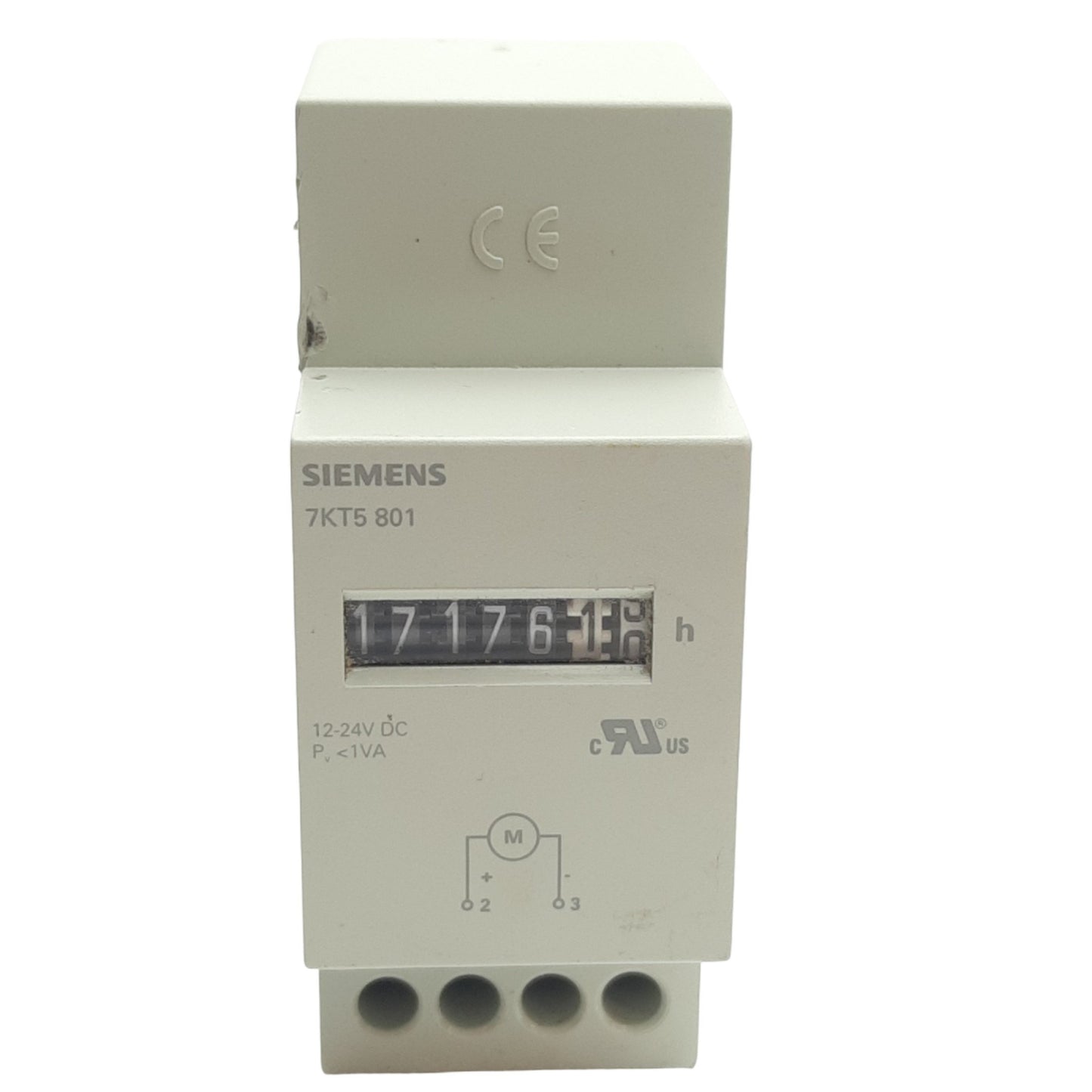 Used Siemens 7KT5801 Mechanical Time Counter, 10-27VDC, 7 Character Display, DIN Rail