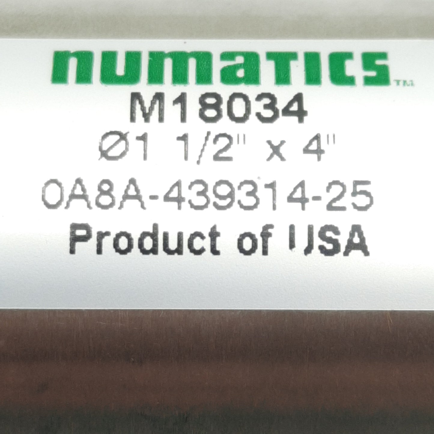 Used Numatics M18034 Pneumatic Cylinder, ø1-1/2in Bore, 4in Stroke, 1/8in NPT, 10bar