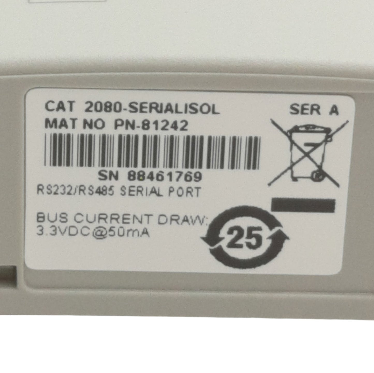 Used Allen Bradley 2080SERIALISOL 81242 Micro 800 Serial Port, RS232/485 Serial Port