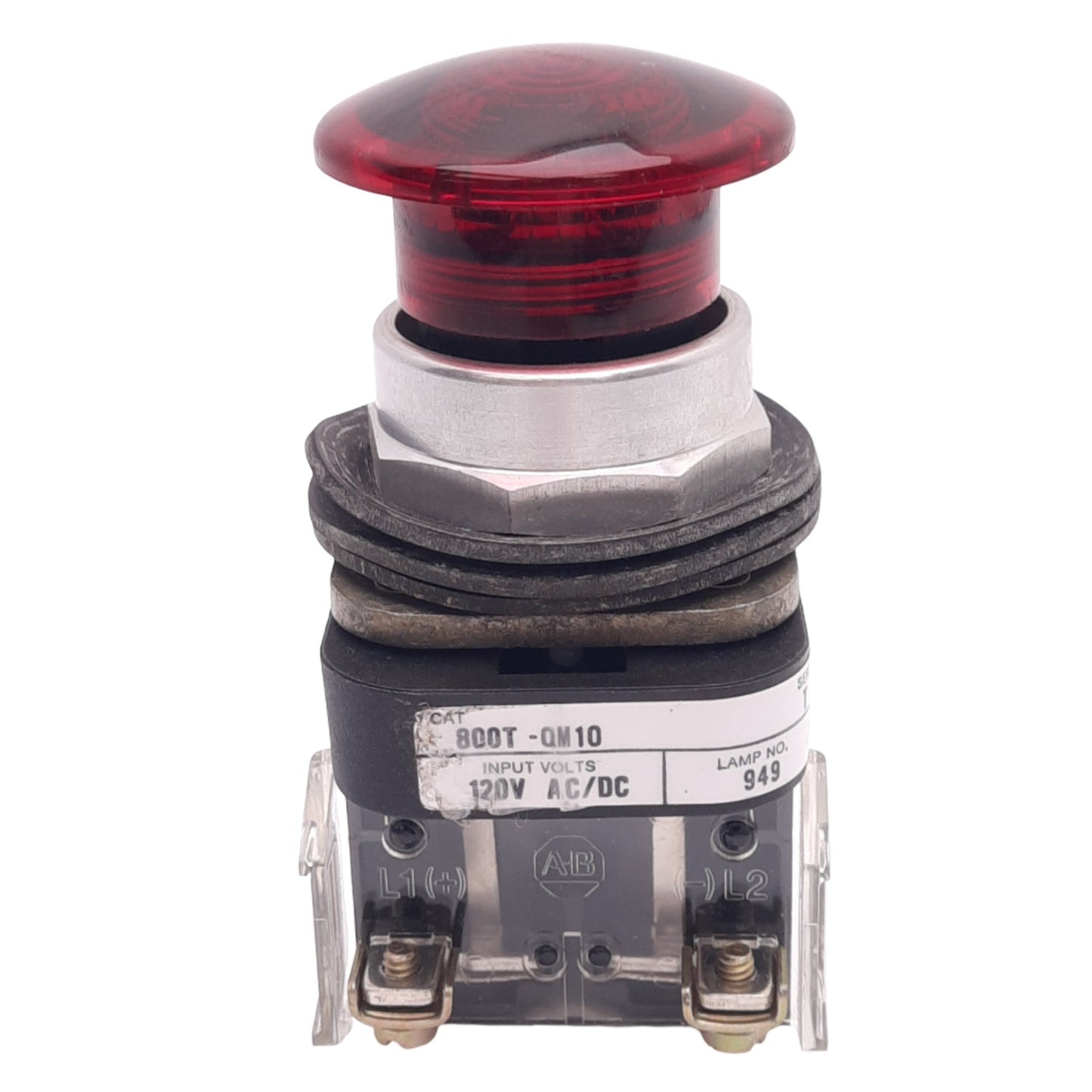 Used Allen Bradley 800T-QM10 Illuminated Pushbutton, ø30mm, 1NC 1NO, 600VAC 10A Max