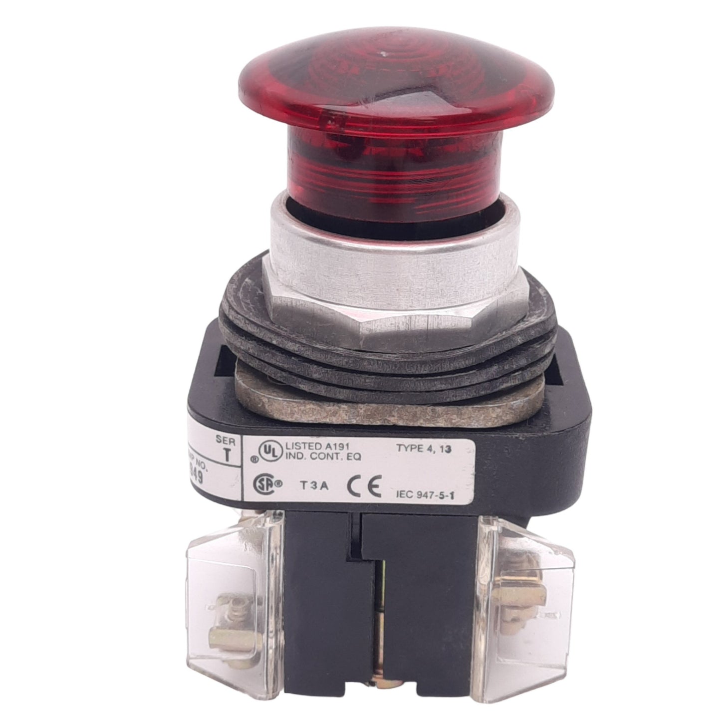 Used Allen Bradley 800T-QM10 Illuminated Pushbutton, ø30mm, 1NC 1NO, 600VAC 10A Max