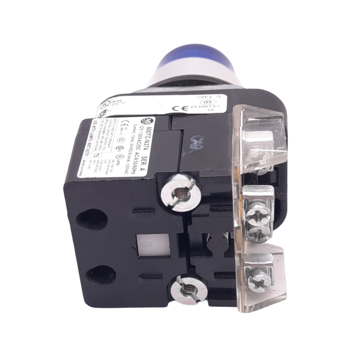 Used Allen Bradley 800T-QTH2B Illuminated Pushbutton, ø30mm, 1NC 1NO, 600VAC 10A Max