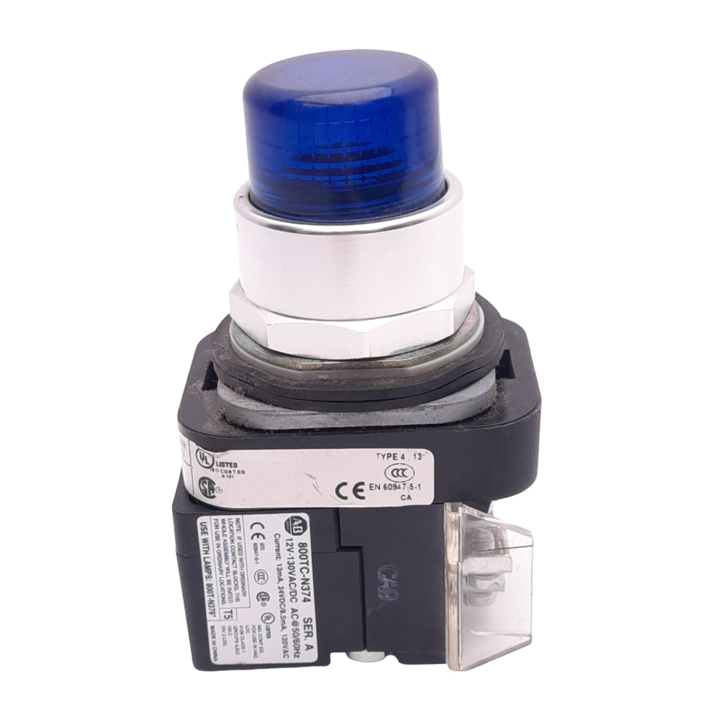 Used Allen Bradley 800T-QTH2B Illuminated Pushbutton, ø30mm, 1NC 1NO, 600VAC 10A Max