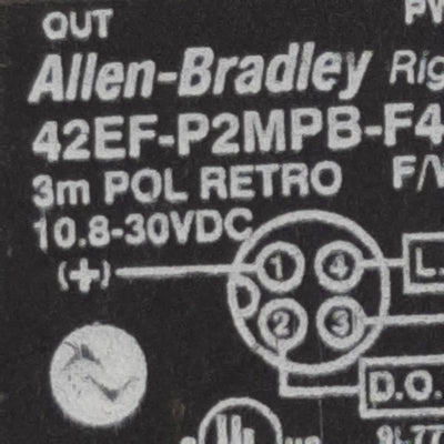 Used Allen Bradley 42EF-P2MPB-F4 Photoelectric Sensor, PNP, 3m Range, 30VDC, M12 4-P