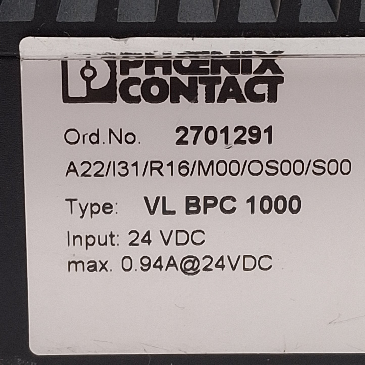 Used Phoenix Contact 2701292 VL-BPC-1000 Valueline Industrial Box PC, 2GB RAM, 24VDC