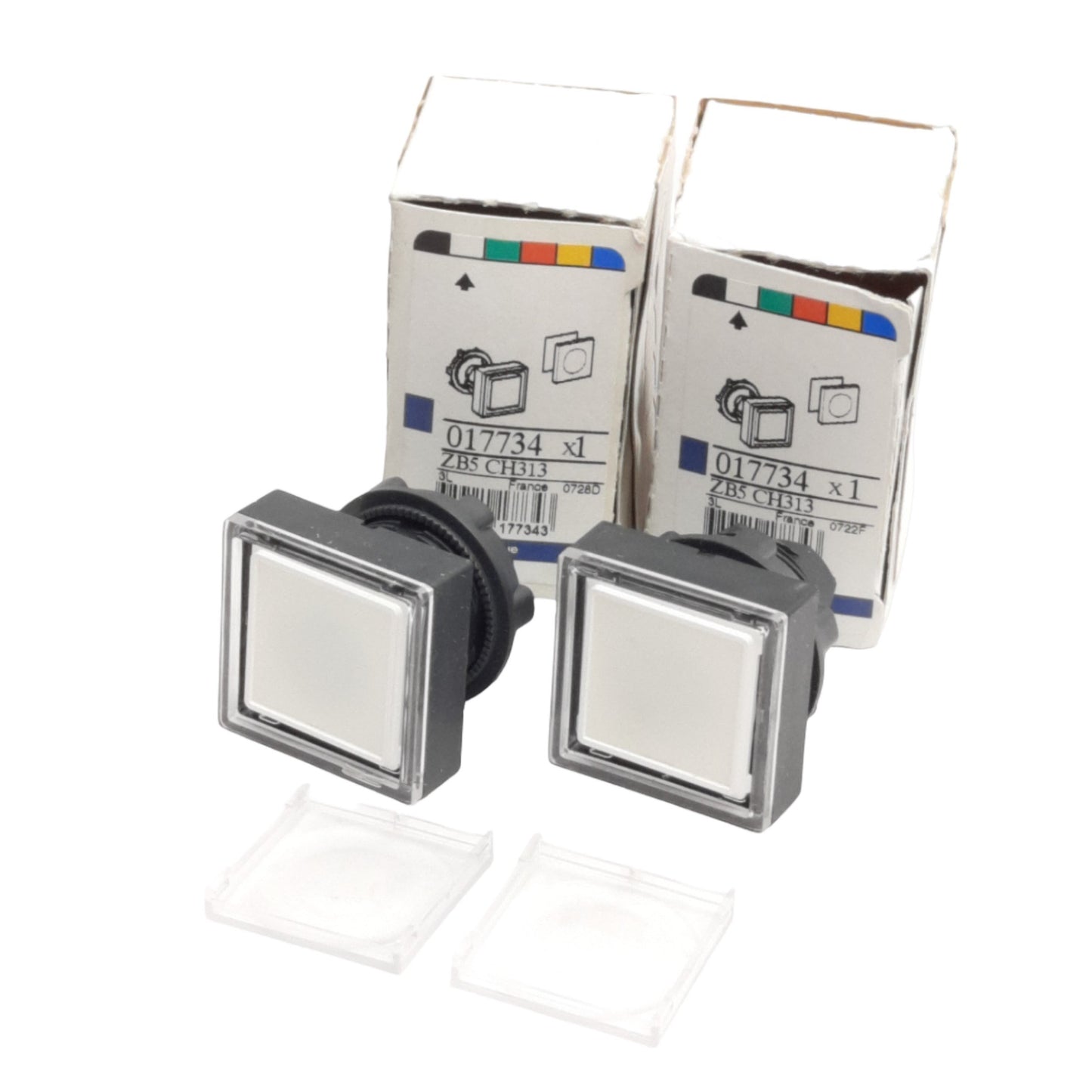 New Lot of 2 Telemecanique ZB5 CH313 Pushbutton Operator, Maintained, White, 22mm