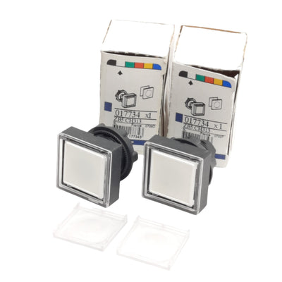 New Lot of 2 Telemecanique ZB5 CH313 Pushbutton Operator, Maintained, White, 22mm