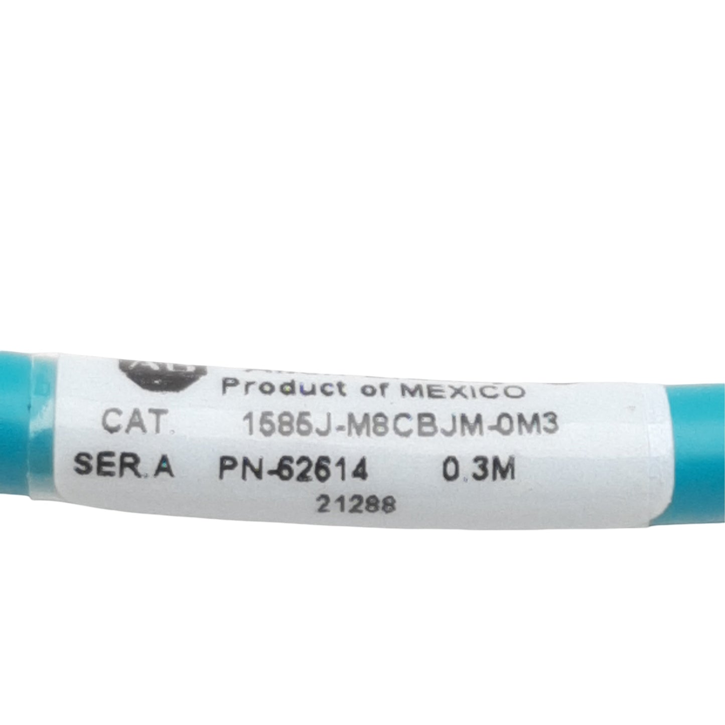 New Allen Bradley 1585J-M8CBJM-0M3 Ethernet Cordset, RJ45 Male to RJ45 Male, 0.3m