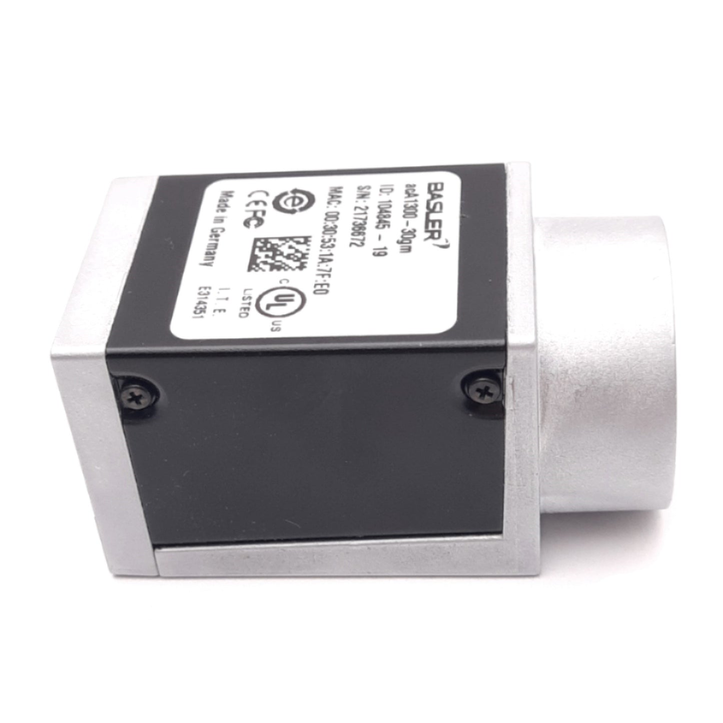 Used Basler acA1300-30gm GigE Camera, 1/3in, 1296x966, 30fps, 12VDC, RJ45, C-Mount