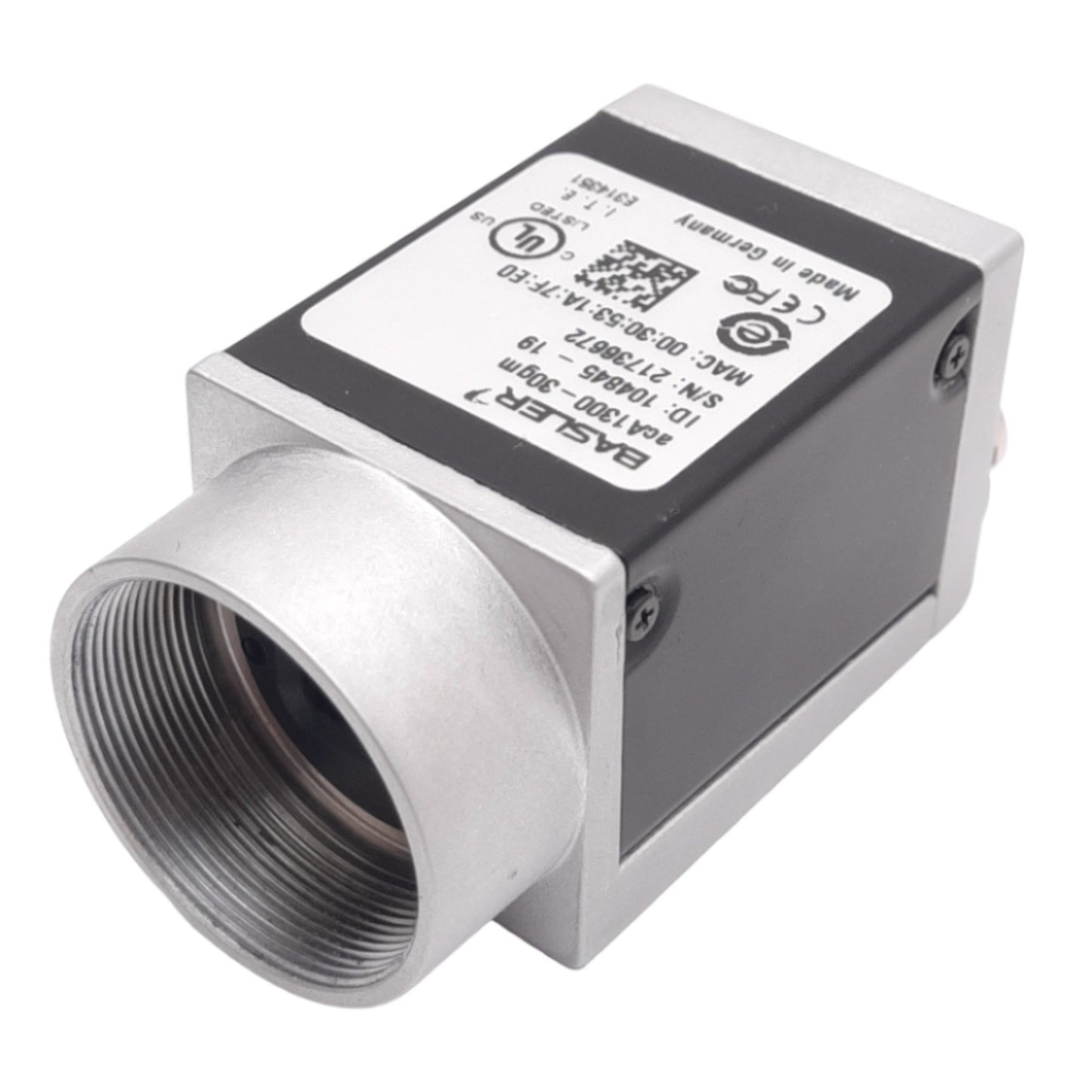 Used Basler acA1300-30gm GigE Camera, 1/3in, 1296x966, 30fps, 12VDC, RJ45, C-Mount