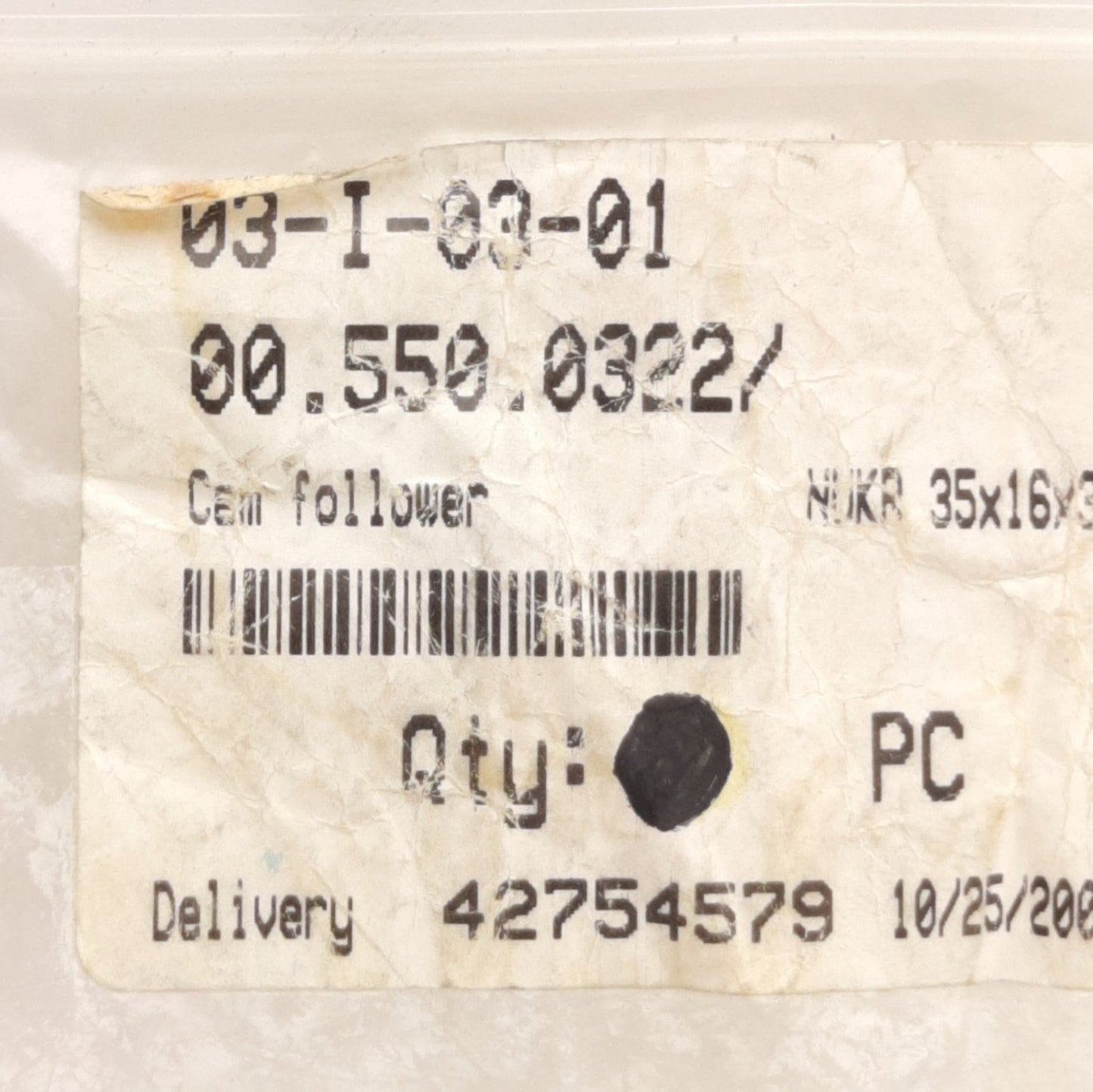 New Heidelberg 00.550.0322 Impression Transfer Cam Follower Bearing, For SM Series