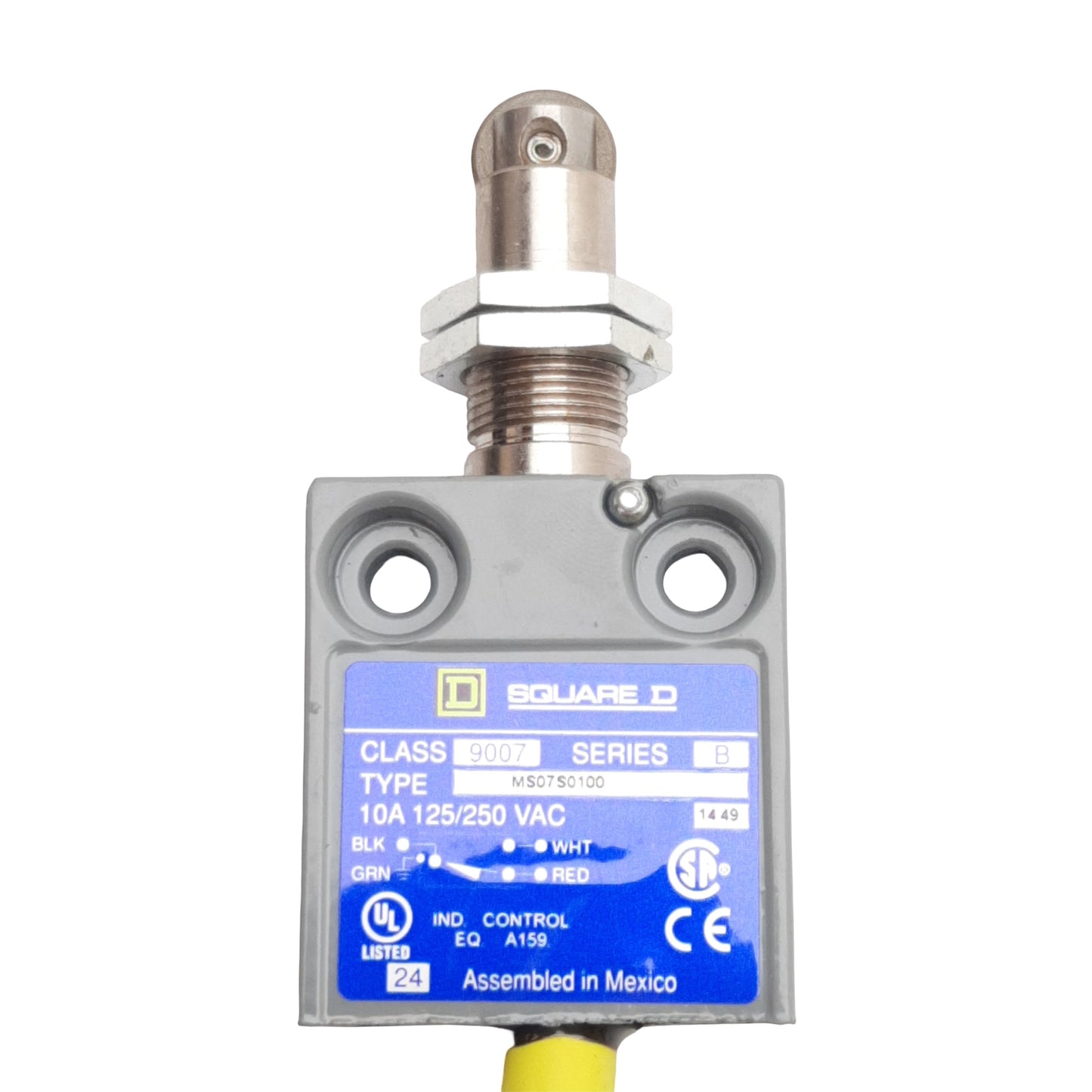 New Square-D 9007MS07S0100 Roller Plunger Limit Switch, SPDT 1N.O.-1N.C., 10A 240VAC