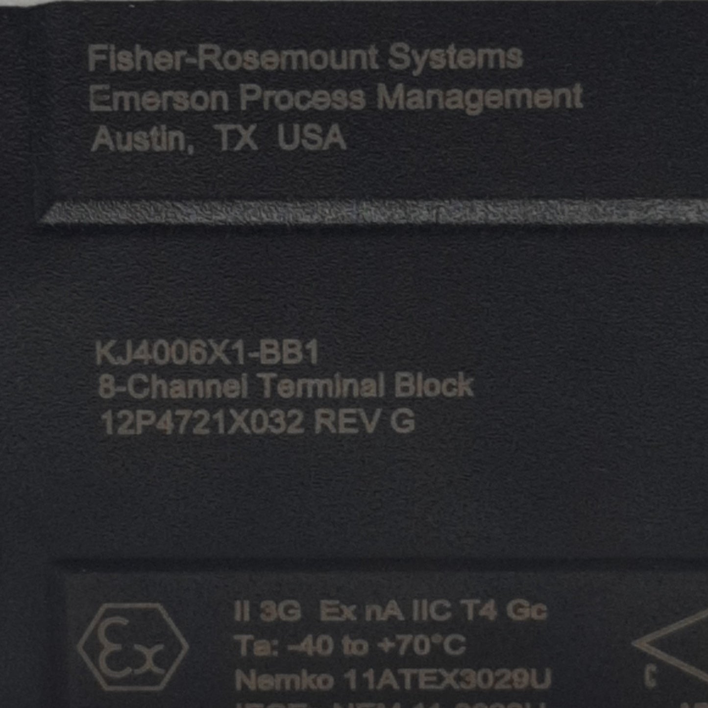 Used Fisher Rosemount KJ4006X1-BB1 8-Channel Terminal Block, 30VDC 100mA, DeltaV