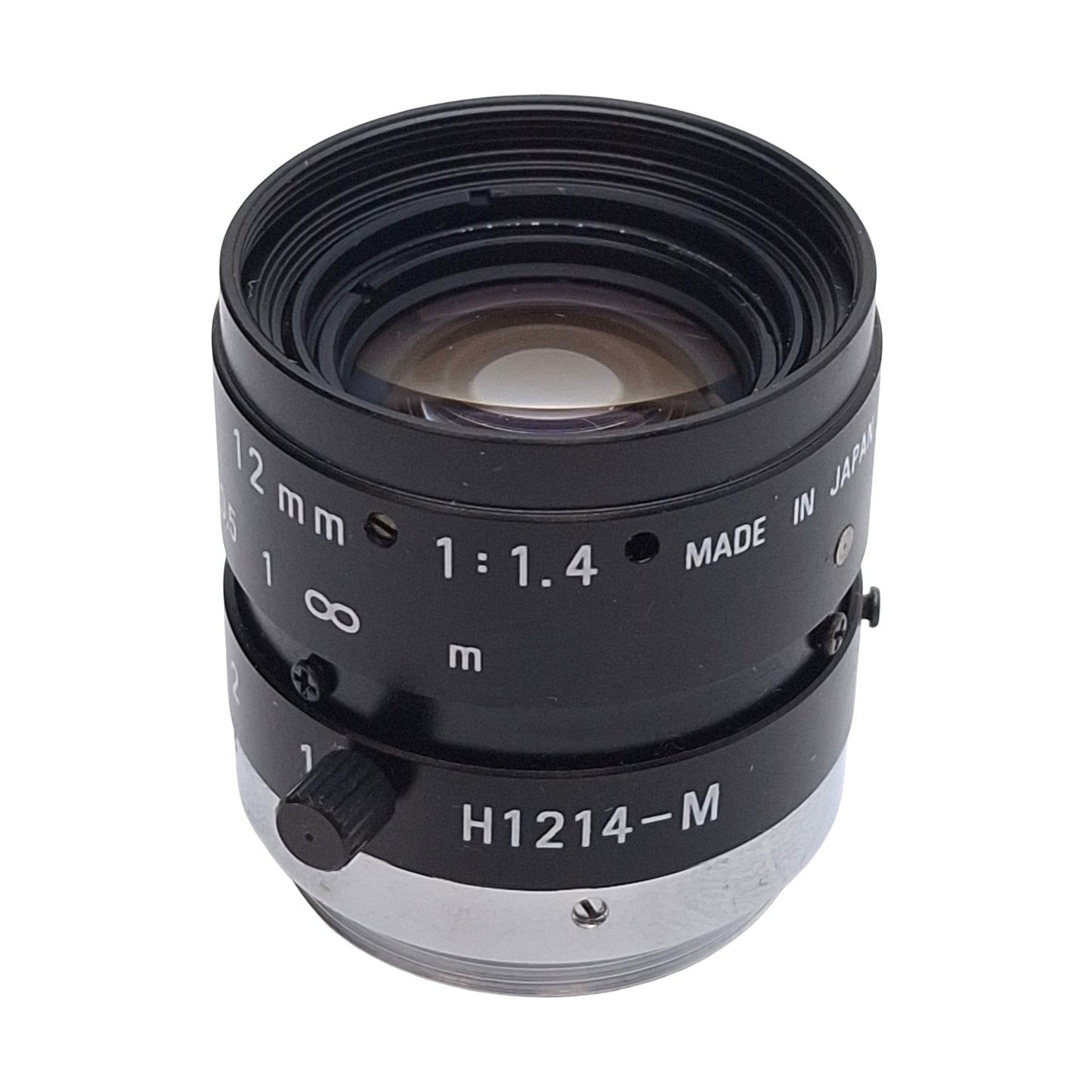 Used Pentax H1214-M CCTV/Machine Vision Camera Lens, 12mm FL, 1/2", f/1.4-16, C-Mount