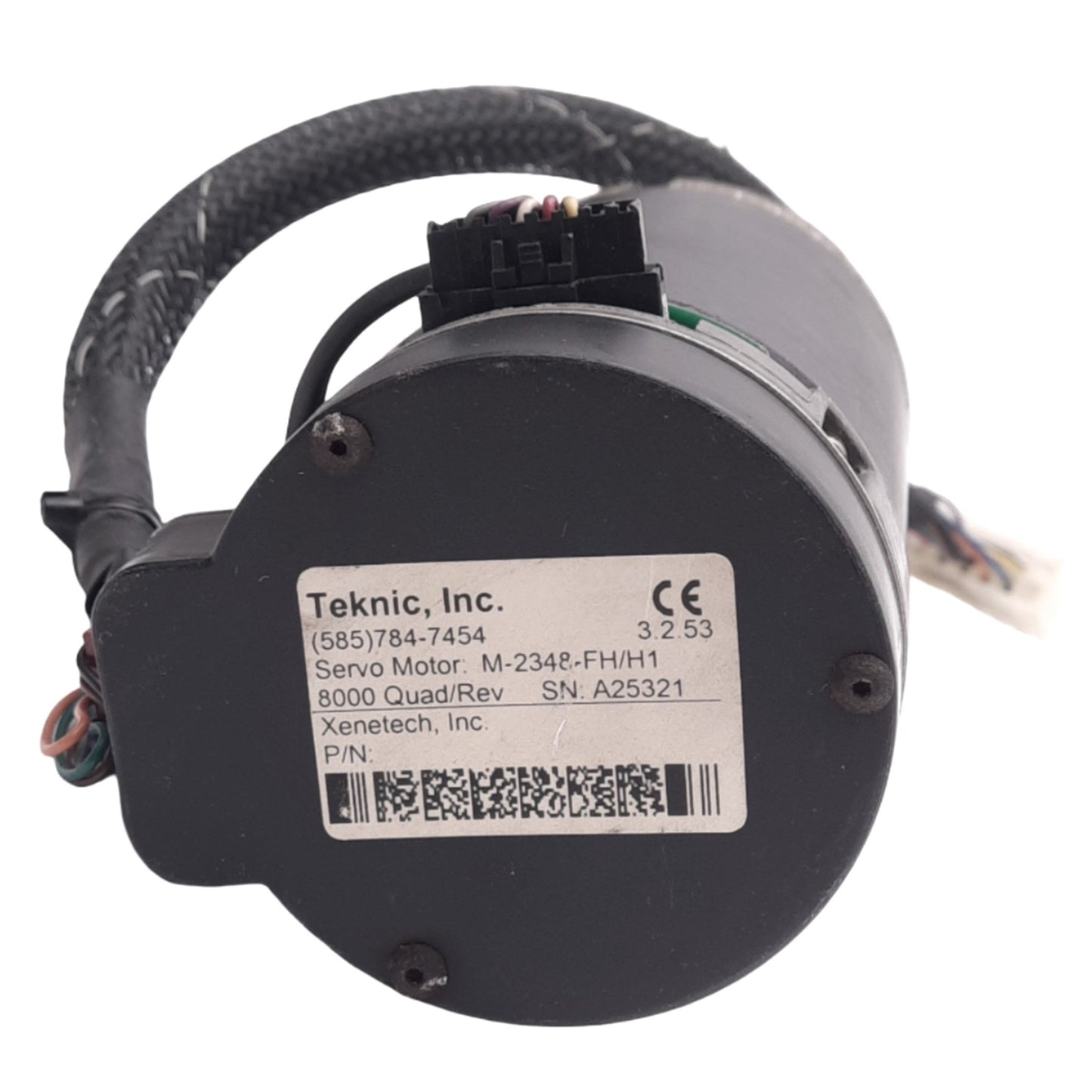 Used Teknic M-2348-FH/H1 Servo Motor, ø1/4in Shaft, 8000 counts/rev Encoder, 20-90VDC