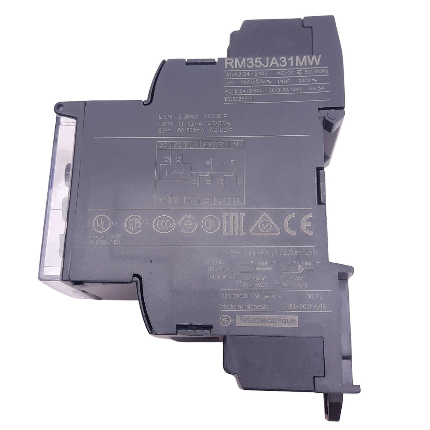 Used Schneider Electric RM35JA31MW Monitoring Control Relay, 2 C/O, 24-240VAC/DC