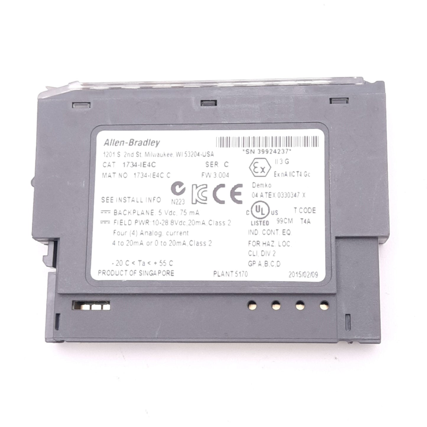 Used Allen Bradley 1734-IE4C POINT I/O Input Module, 4-Channel, 0/4-20mA In, 24VDC