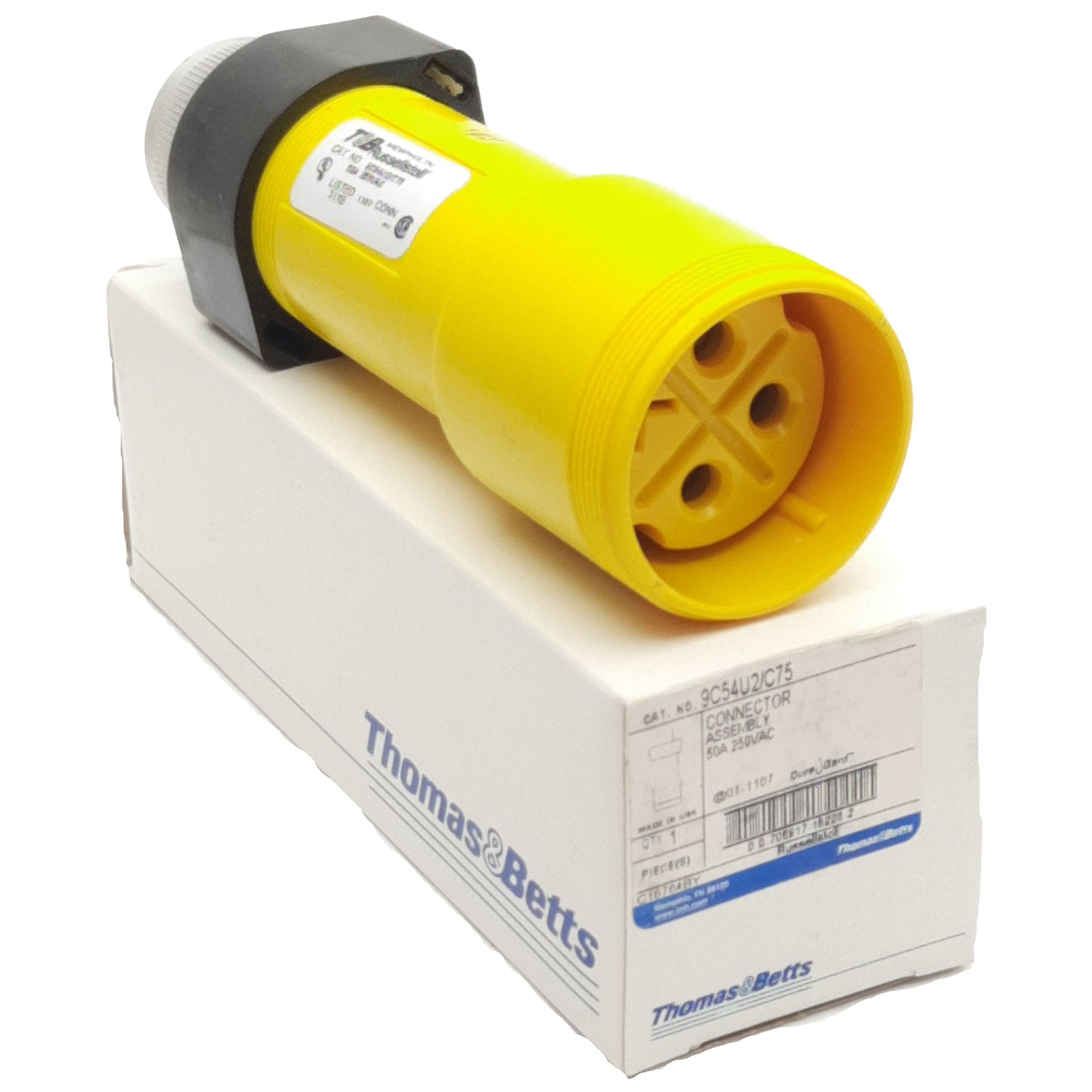 New Thomas&Betts 9C54U2/C75 Connector, 3P/4W Female, 3PH 50A 250VAC, 3/4in NPT