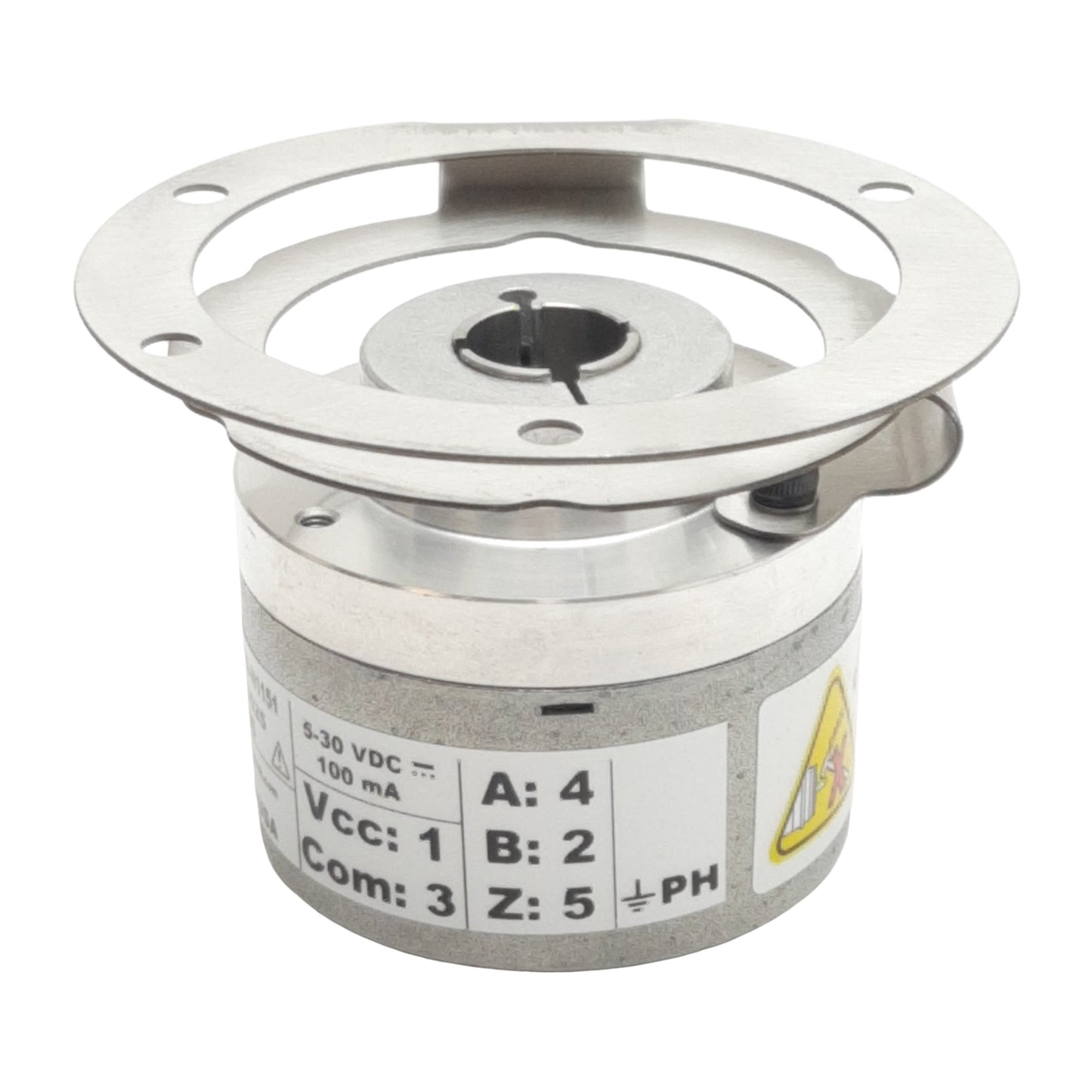 Used Turck 100033525 Rotary Encoder, 60-Pulse, ø2" Shaft ø1/2" Bore, 30VDC, M12 5-Pin