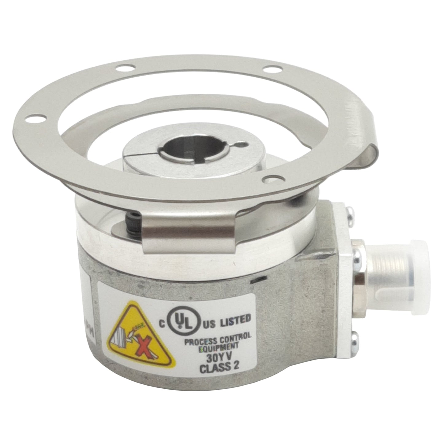Used Turck 100033525 Rotary Encoder, 60-Pulse, ø2" Shaft ø1/2" Bore, 30VDC, M12 5-Pin