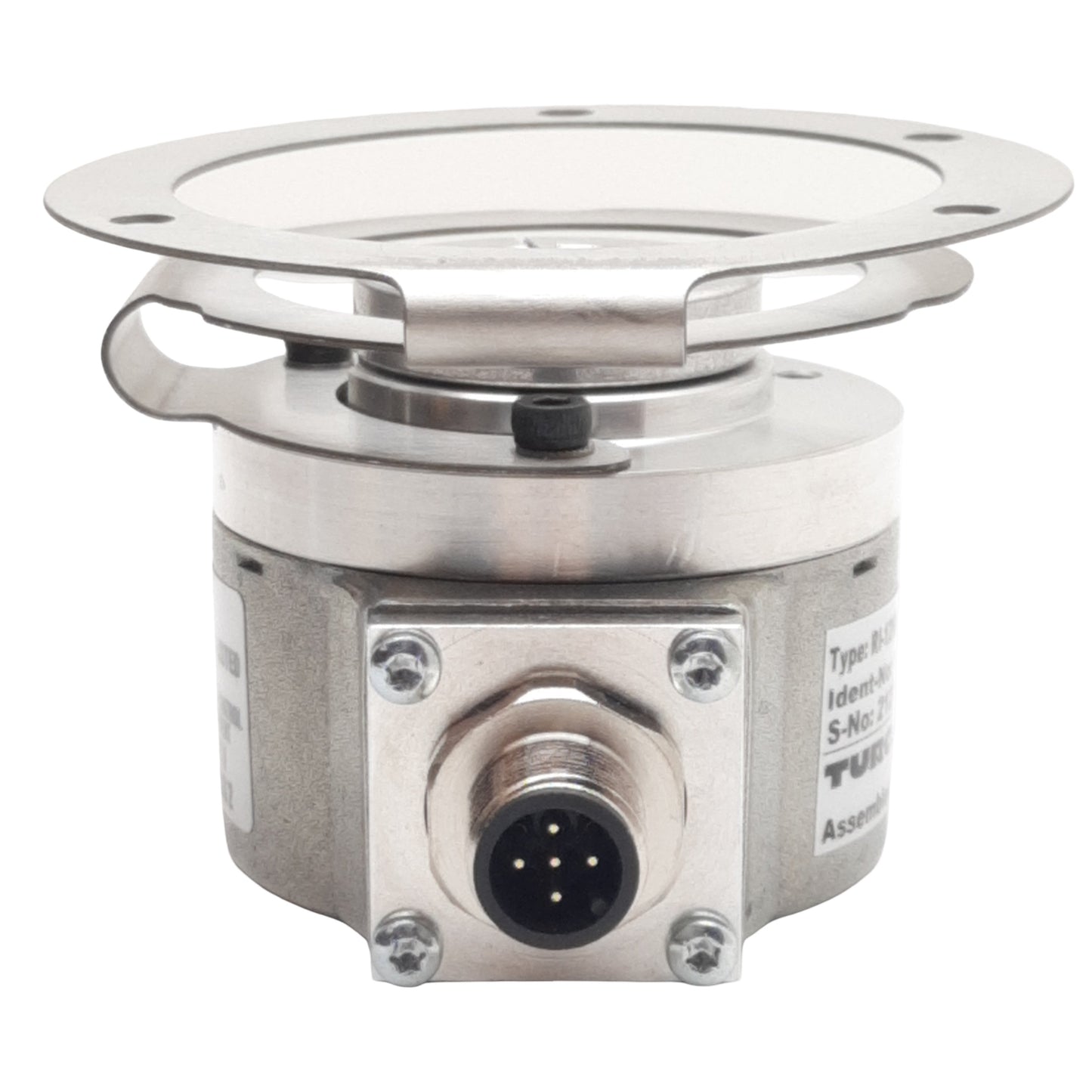 Used Turck 100033525 Rotary Encoder, 60-Pulse, ø2" Shaft ø1/2" Bore, 30VDC, M12 5-Pin
