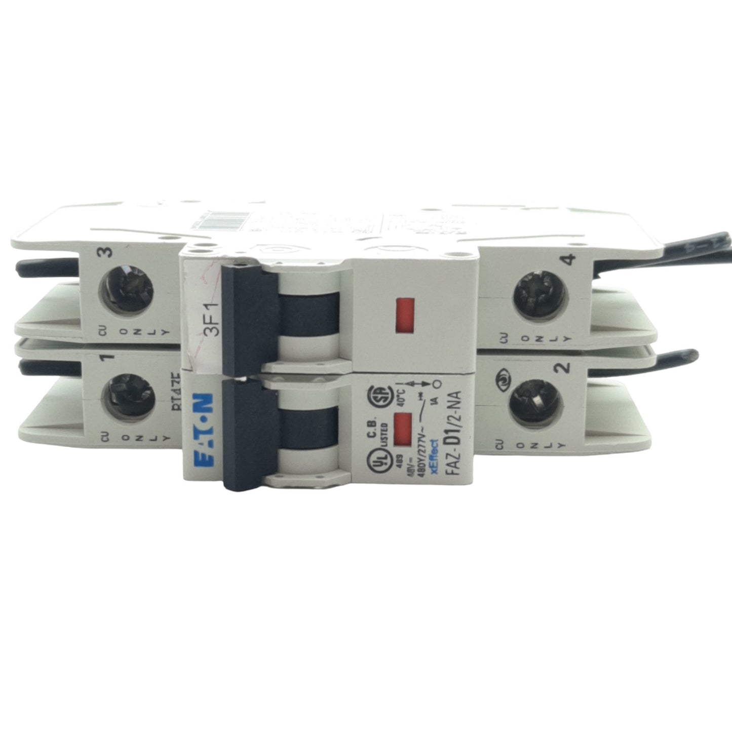 Used Eaton FAZ-D1/2-NA Circuit Breaker 2 Pole, 277VAC 48VDC 1A, 10kA, DIN