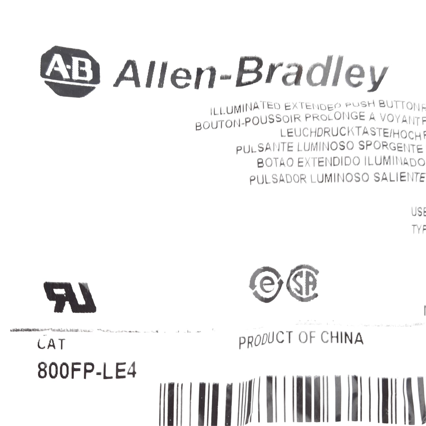 New Lot of 2 Allen Bradley 800FP-LE4 Push Button Operator ,Illuminated,Red, 22mm
