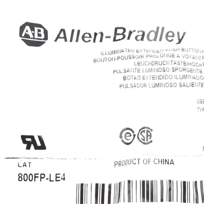 New Lot of 2 Allen Bradley 800FP-LE4 Push Button Operator ,Illuminated,Red, 22mm